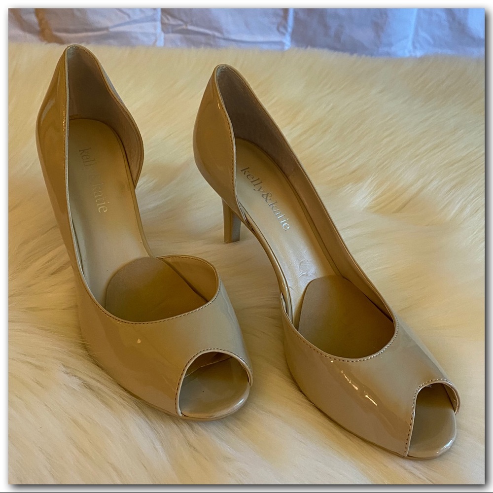 Kelly & Katie Nude Patent Leather D’Orsay Heels